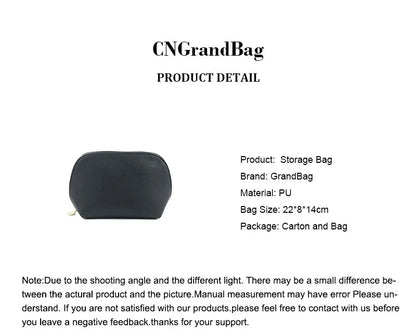 Customized Letters PU Leather Cosmetic Storage Bag Classic Simple Atmosphere Solid Color Make Up Bag Advanced Zipper Wash Bag