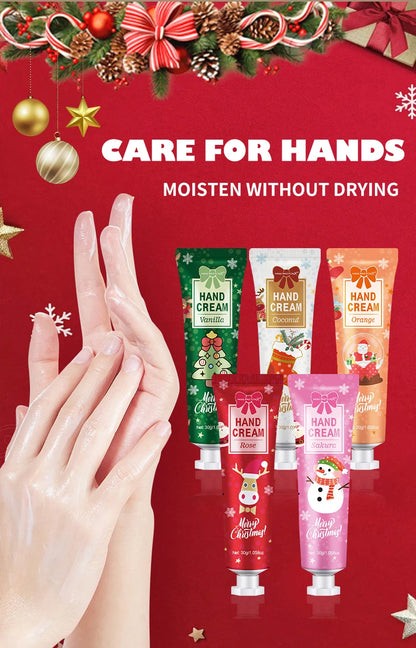 Christmas kit-10 sets/box hand cream kit, lip balm set, with Santa Card and red gift bag, party gift distribution
