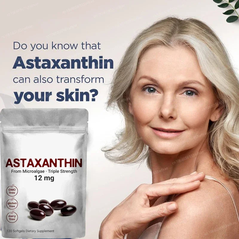 120Softgels Astaxanthin Capsules Support Eye,Joint And Skin Health And Immunity Promote Cardiovascular Health Reduce Blood Clots