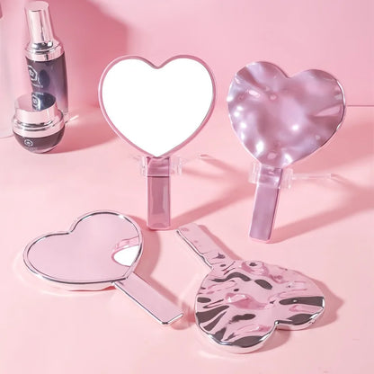 Eyelash Extension Handheld Makeup Mirror High Definition Heart Shape Hand Vanity Mirror For Women's Makeup Cosmetic Beauty Tools