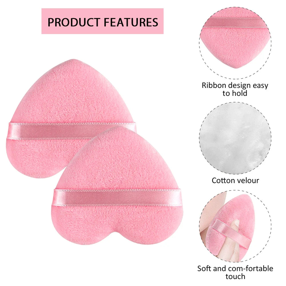 10/20Pcs Triangle Velvet Powder Puff Heart Shaped Makeup Sponges Blender Foundation Cosmetic Facial Sponges Make Up Accessories