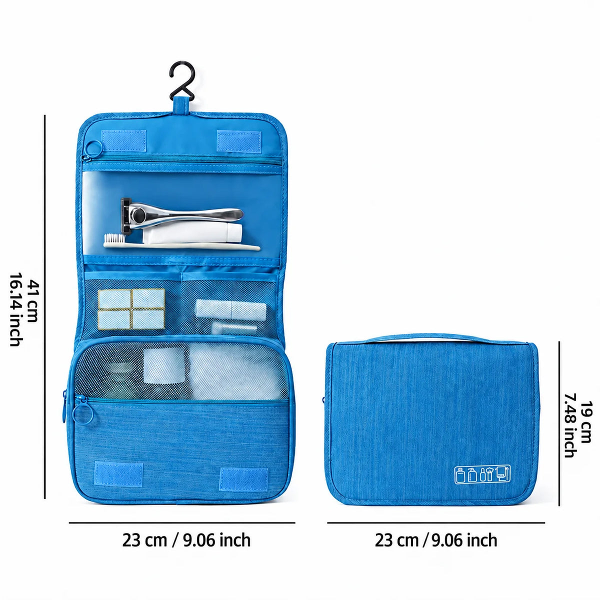 Portable Toiletry Washbag with Hanging Hook Waterproof Women Bathroom Cosmetic Storage Bag Large Capacity Travel Men Makeup Case
