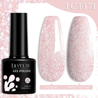 LILYCUTE 7ML 3 IN 1 Platinum Cat Magnetic Gel Nail Polish Silver Moonlight Magnetic Nail Sparkling Glitter Semi Permanent UV Gel