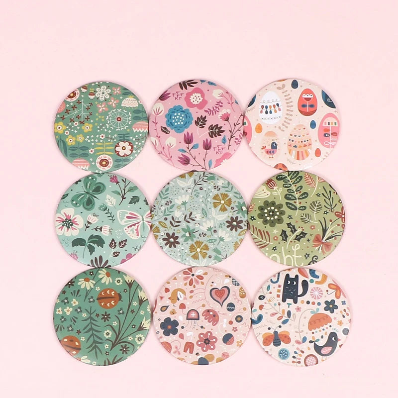 30 Pcs Cartoon Flower Cosmetic Mirror / Sweet Women Makeup Pocket Mini Portable /Nice Party Christmas Gift