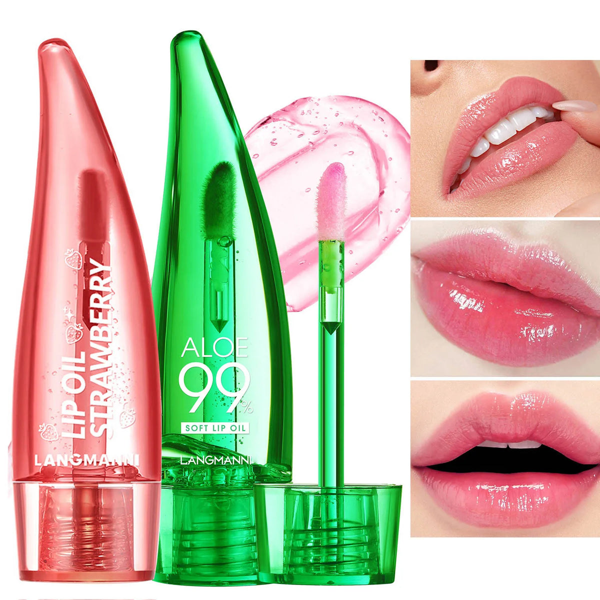 1pc/2pc Aloe Vera Moisturising Lip Gloss Warm Feeling Colour Changing Lip Glaze Long Lasting Moisture Lip Oil Lip care