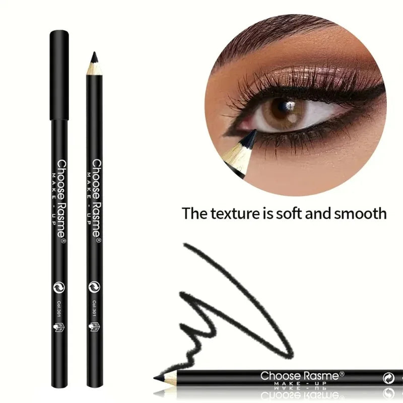 1/3Pcs Waterproof and Sweat-Proof Black Matte Eyeliner Pencil Long-Lasting Smudge-Proof Eye liner Suitable for Heavy Eyes Makeup