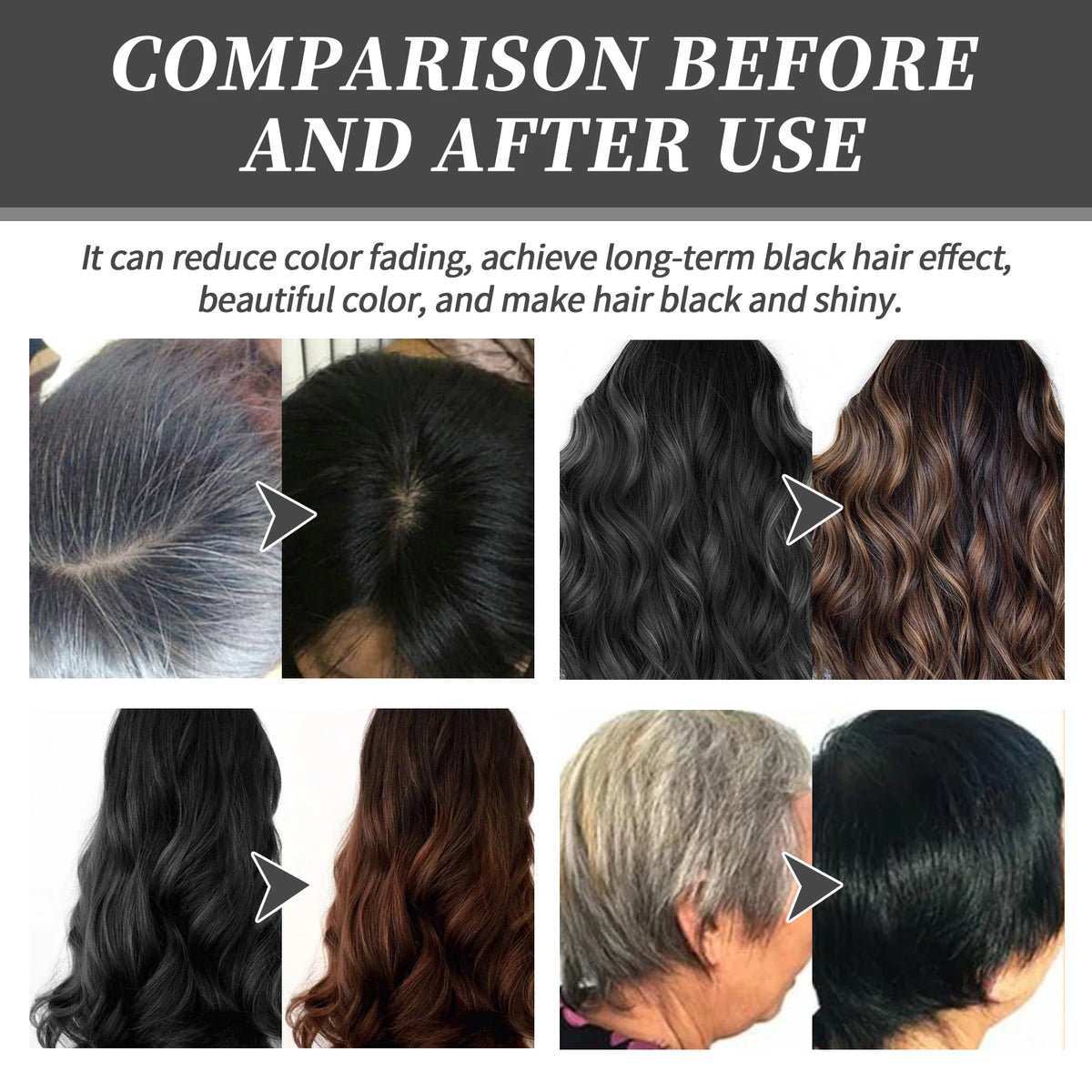Fruit and Vegetable Hair Cream, Naturally Gentle, Long-Lasting, Does Not Damage Scalp or Hair, Easy to Color, Black Hair Cr