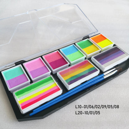 Professional Body Art 12 Colors Pastel Neon UV Color Rainbow Split Cake Face Paint Palette for Halloween Christmas