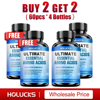 HOLUCKS Essential Amino Acids EAA Supplement 9 EAAs 120 Tablets Muscle Recovery Energy Performance