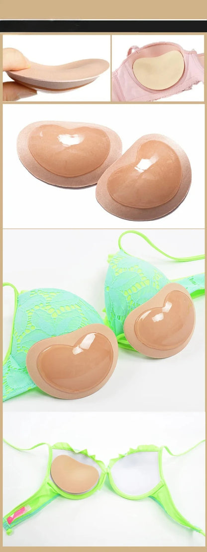 Chest Push Up Sticky Bra Thicker Sponge Bra Pads Breast Lift Up Enhancer Silicone Removeable Inserts Swimsuit Invisible Bra