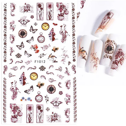 1pcs Sakura Flower 3D Nail Stickers White Cherry Blossom Nail Art Decals Spring Summer Adhesive Slider Decor Wedding Manicure