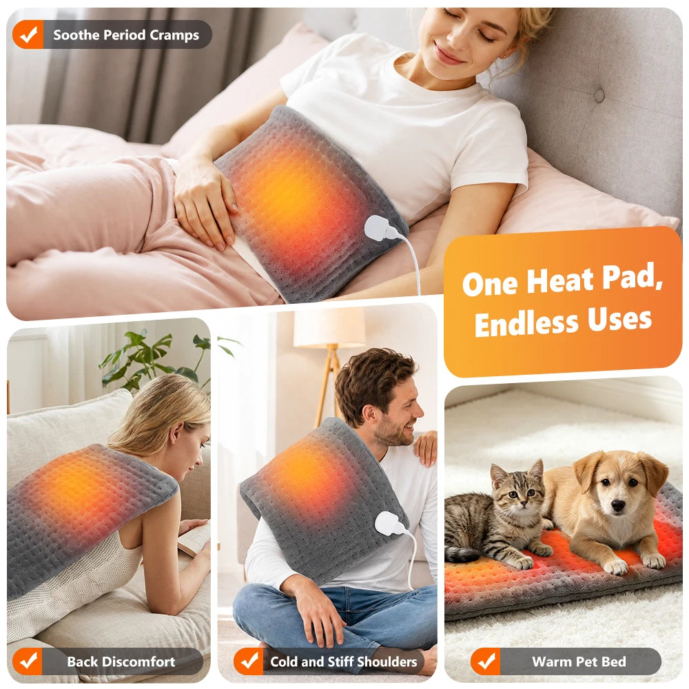 60x30cm Electric Blanket 10 Levels Heating Pad Double Helix Temperature Control Timing Thermal Mat for Office Home Period Cramps