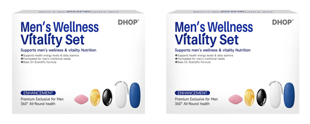 DHOP Men's Vitality Daily Supplement Pack Oyster Maca Cistanche Tablets Ashwagandha NMN DHA Capsules for Men's Energy Support