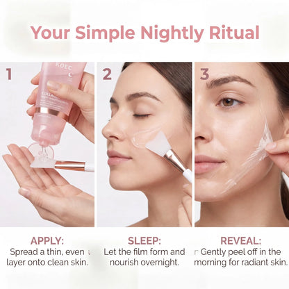 Collagen Overnight Peel Off Facial Mask, Hydrating Night Skin Care Mask, Gentle At-Home Facial Treatment for Nightly Skincare
