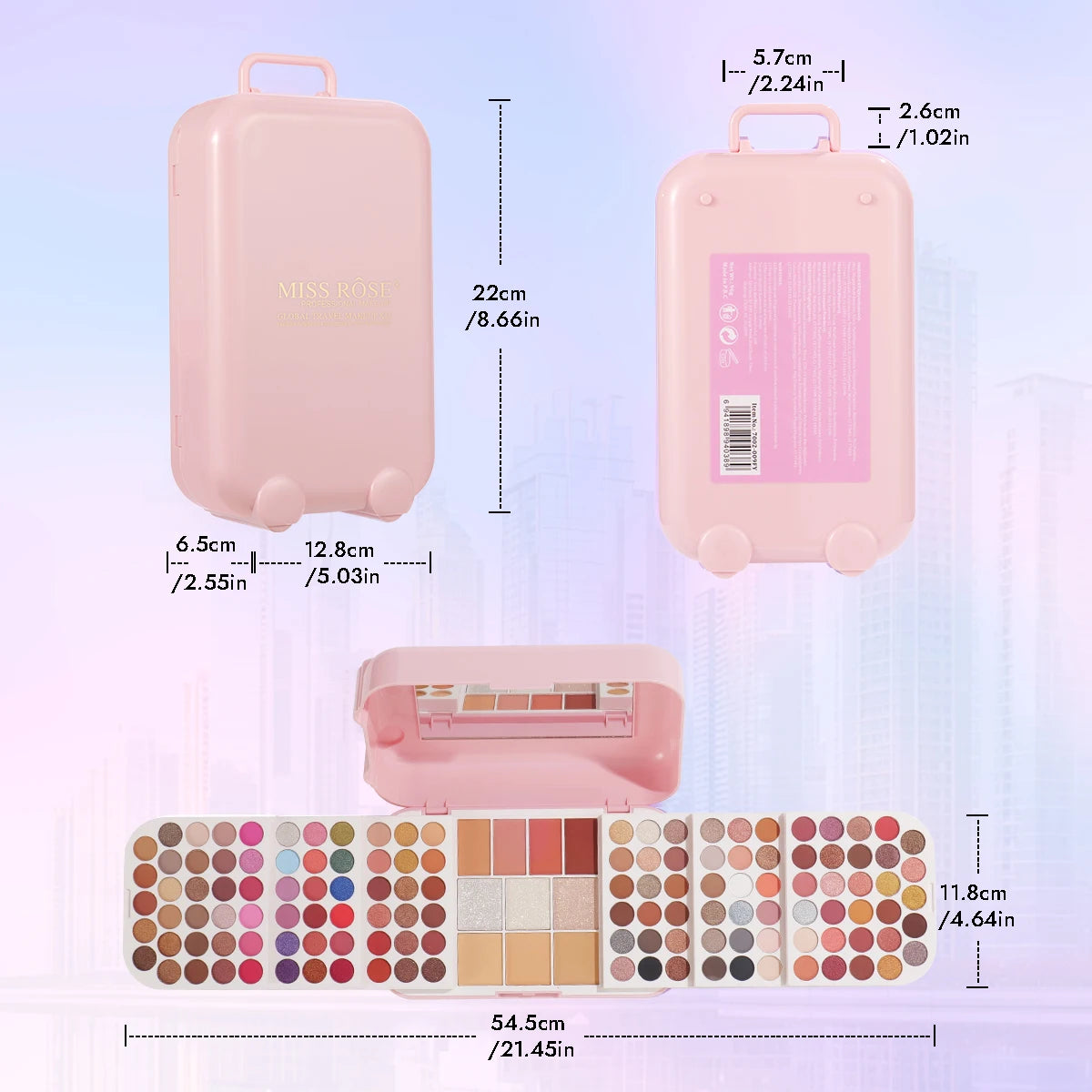 Professional Portable Travel Makeup Set for Women, All‑in‑One Integrated Makeup Palette with Built‑in Mirror for Touch‑Ups, Makeup Gift Set, Perfect Present for Girls on Valentine’s Day, Christmas & Halloween