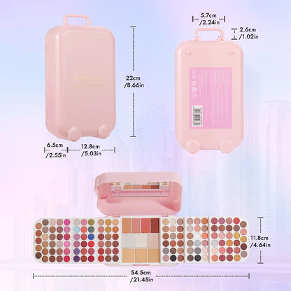 Professional Portable Travel Makeup Set for Women, All‑in‑One Integrated Makeup Palette with Built‑in Mirror for Touch‑Ups, Makeup Gift Set, Perfect Present for Girls on Valentine’s Day, Christmas & Halloween