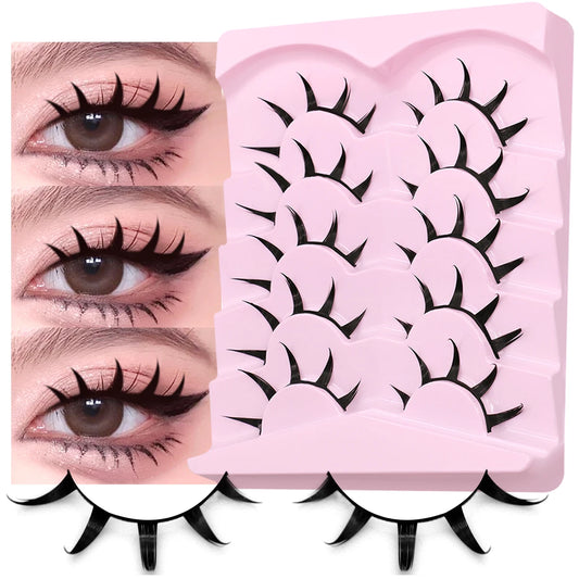 GROINNEYA Manga Lashes 3D Mink Lashes Natural Eyelashes Soft Cross Wispy False Eyelashes 3D Natural Lashes Eyelash Extension