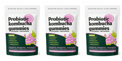 Probiotic Kombucha Gummies Every Gummy 1 Glass Kombucha Prebiotic Postbiotic Digestive Gut Health Vegan Berry Bliss 30 Gummies