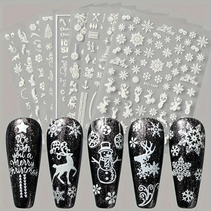 9PCS Nail Stamping Plates Christmas French Xmas Steel Printing Stencil Snowflakes Nail Stamp Templates Nail Art Manicure Tools