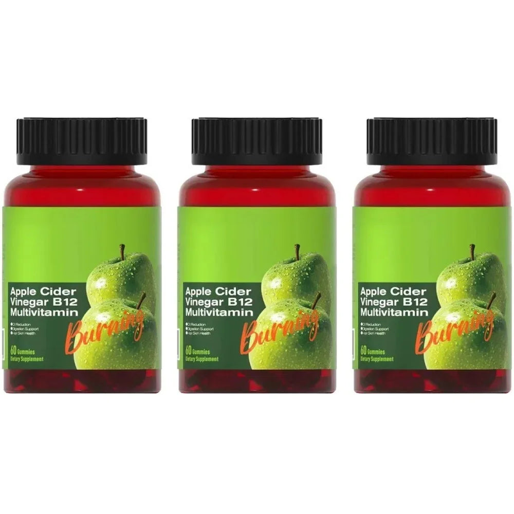 Apple Cider Vinegar B12 Gummies Digestive Comfort Multivitamin Boost Metabolism for Men Women Free Vegan Gluten-Free 60 Gummies