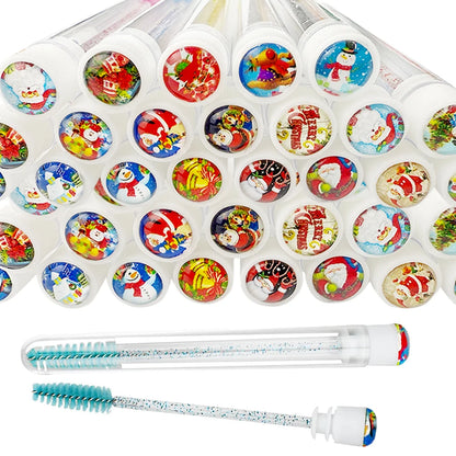 10/25Pcs Christmas Eyelash Brush Tubes Lash Extension Mascara Brushes Wand Eyebrow Comb Spoolies Container Applicators Tools