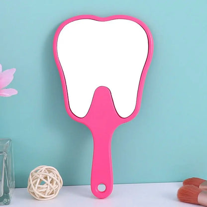 Universal Tooth Shaped Handheld Mirror PVC High Definition Makeup Mirror Dental Mirrors Gift