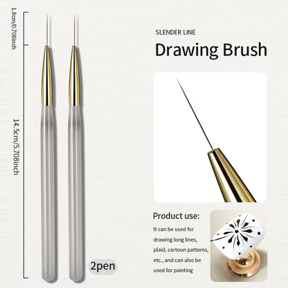 RSNAIL Nail Art Brush Checker Nail Drawing Painting Line Brush Nail Art Tool Acrylic Painting Brushes DIY Design Manicure Tools