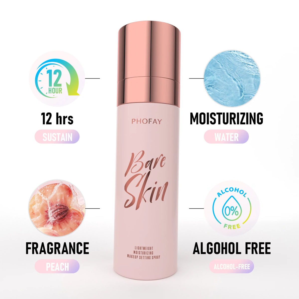 PHOFAYMakeup Fixer Spray Waterproof Moisturizing Face Make up Lasting Oil Control Natural Matte Refreshing Makeup Setting Spray