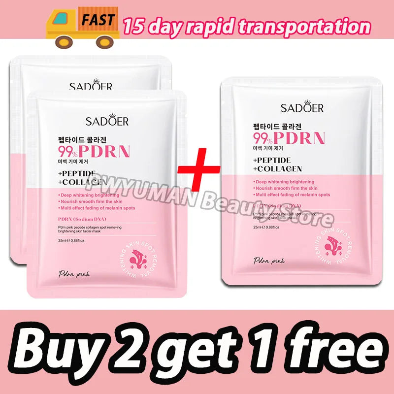 PDRN Collagen Masks Anti Wrinkle Fade Fine Lines Moisturize Brightening Glass Glow Skin Elasticity SkinCare Korean Cosmetics