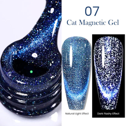 BORN PRETTY 10ml Rainbow Glass Cat Magnetic Nail Gel Polish Sparkling Double Light Reflective Glitter Colorful Laser Varnish