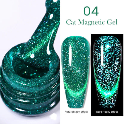 BORN PRETTY 10ml Rainbow Glass Cat Magnetic Nail Gel Polish Sparkling Double Light Reflective Glitter Colorful Laser Varnish