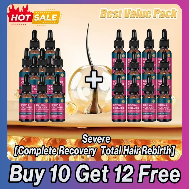Biotin Collagen Hair Care Essential Oil, Moisturizes Tangled and Rough Hair Texture. Repair Damage Hair Care Serum