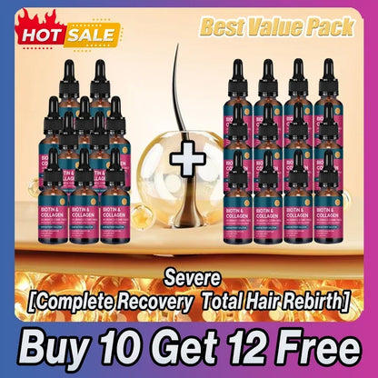 Biotin Collagen Hair Care Essential Oil, Moisturizes Tangled and Rough Hair Texture. Repair Damage Hair Care Serum