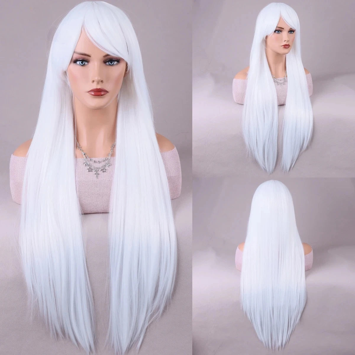 Dark Brown Synthetic Women's Wig Long Straight Layered and Heat Resistant