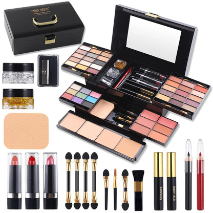 All‑in‑One Makeup Palette Pigmented Matte Shimmer Eyeshadow Blush Contour Kit Full Cosmetic Set for Beginners & Makeup Artists