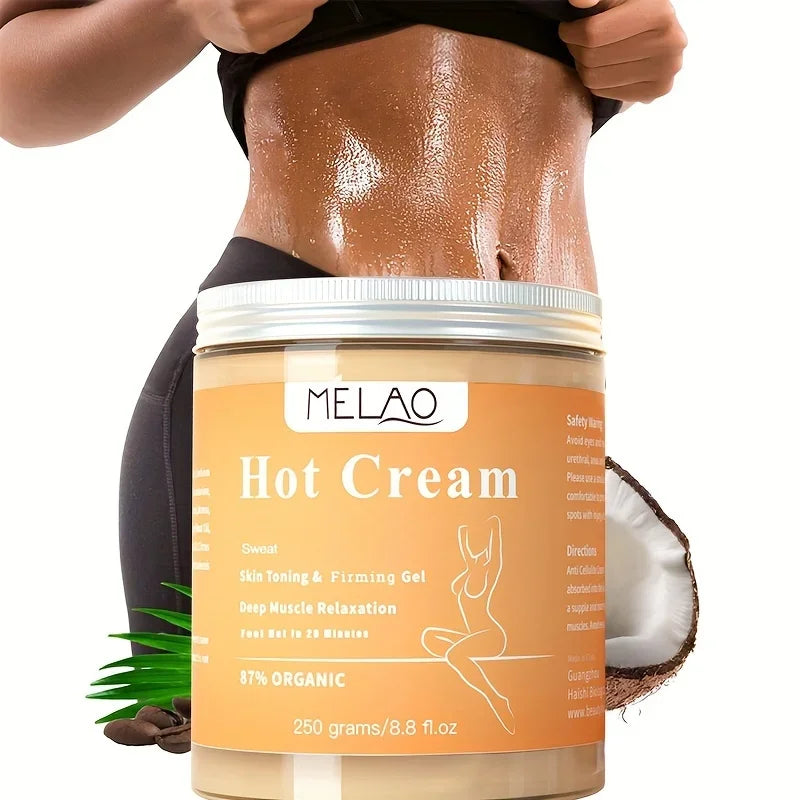 MELAO Hot Cream Massage Gel - Natural and 87% Organic Anti Cellulite Slimming Lotion Fat Burning Massage Weight Loss Cream