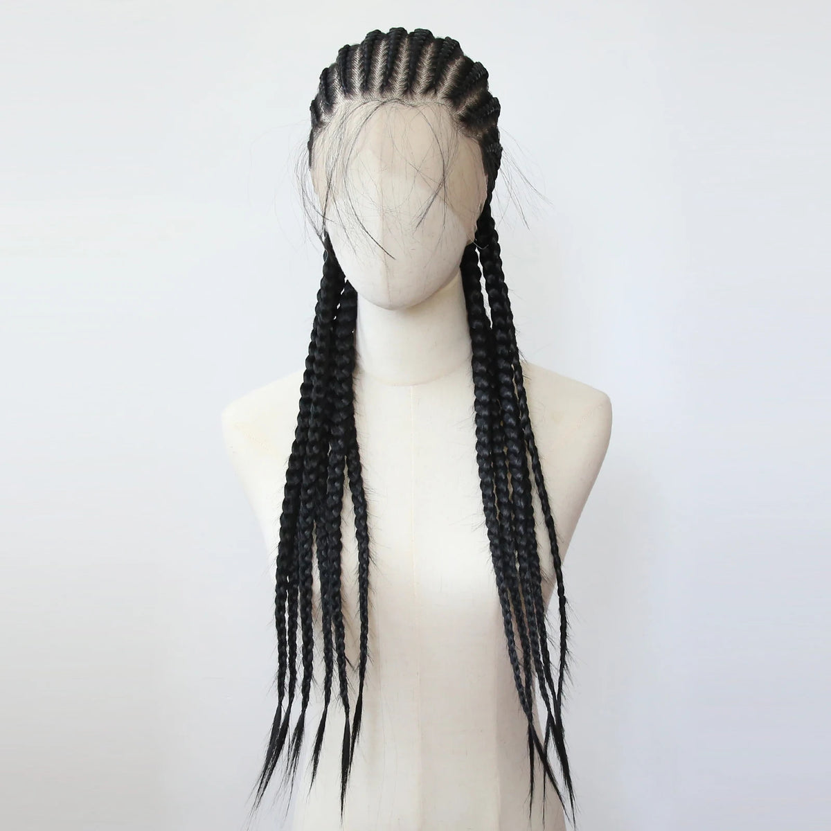 Black Braided Wigs Synthetic Full Lace Wig Glueless Full Lace Synthetic Wig Heat Resistant Fiber Wig for Women Daily Wear