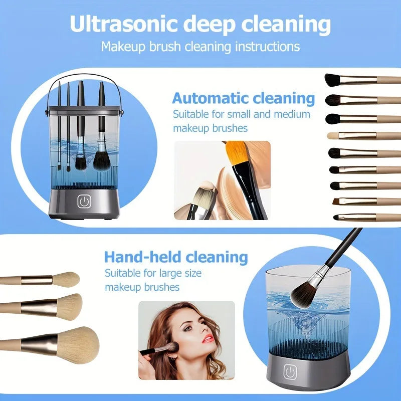 3 in 1 Automatic USB Makeup Brush Cleaner Electric Portable Rechargeable Professional Makeup Cleaner for Makeup Brushes