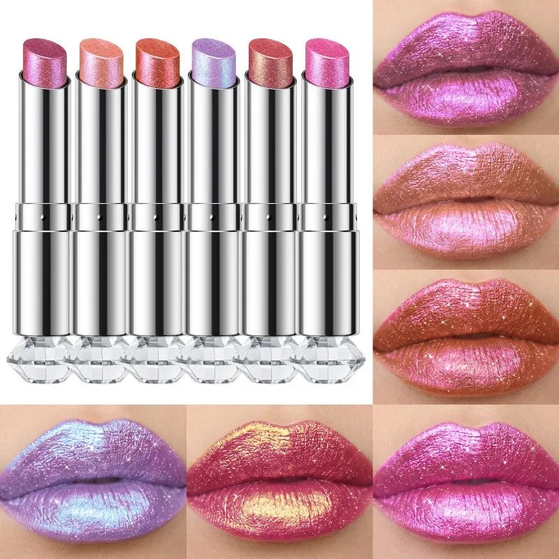 Polarizing Lipstick Starlight Holographic Shimmer Lip Stick Long Lasting Moisturizing Plumping Glitter Metallic Lip Tint Makeup