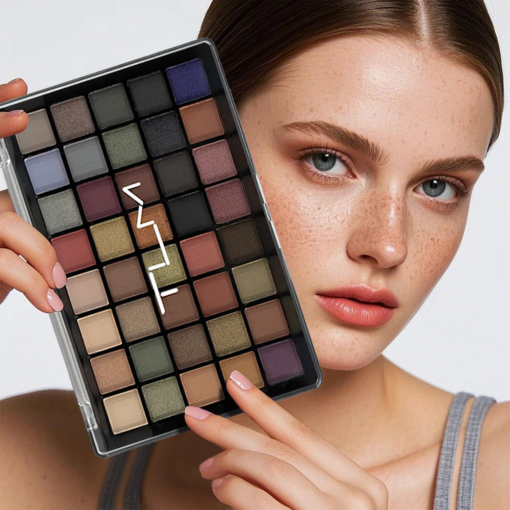 1 Set Tlm 40-Color Eyeshadow Palette with Makeup Brush Set, Matte and Shimmer Multi-color Earth Tones, Long-Lasting and Vibrant, Great for Beginners