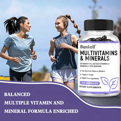 Multivitamin and Minerals - Daily Supplement, Antioxidants, Skin Repair, Liver Health Maintenance, Energy Boost, 120 Capsules