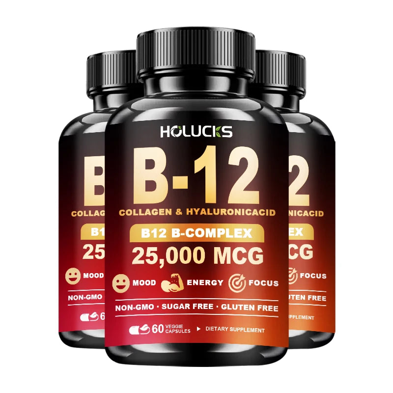 Vitamin B12 Capsules, with MSM, Marine Collagen, Support Mood & Mental Focus, Heart, Skin, Bone & Nervous System Health, Immune