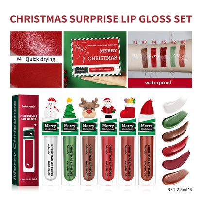 Christmas Colorful Lip Gloss Set Lip Stain Lipstick Woman Make Up Long Lasting Lipsticks Shiny Lip Gloss Pack Set Cosmetics Make