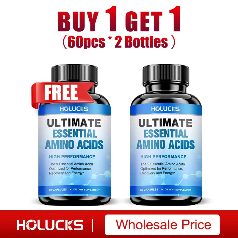 HOLUCKS Essential Amino Acids EAA Supplement 9 EAAs 120 Tablets Muscle Recovery Energy Performance