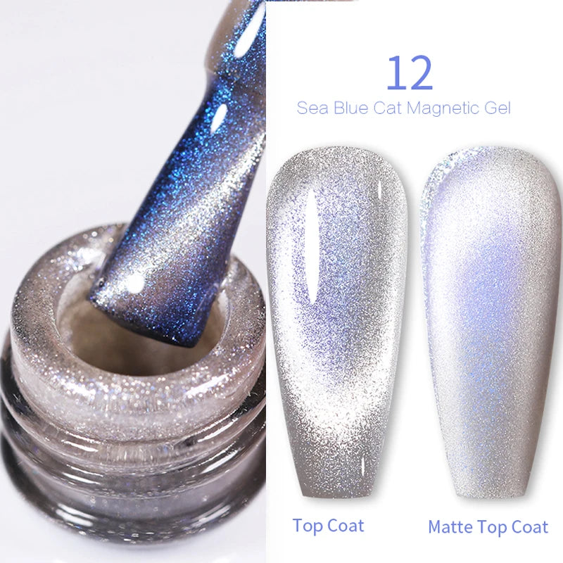 BORN PRETTY 10ml Rainbow Glass Cat Magnetic Nail Gel Polish Sparkling Double Light Reflective Glitter Colorful Laser Varnish