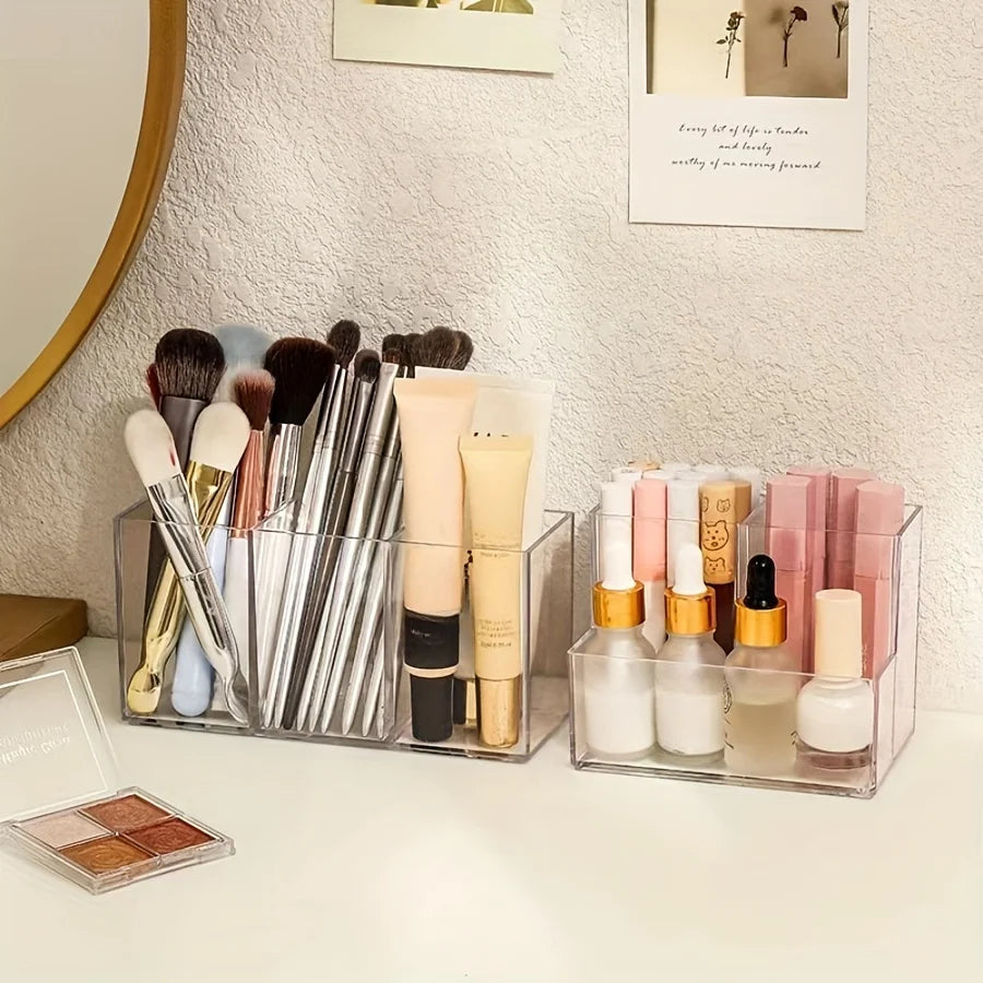 Transparent Makeup Organizer - Countertop Cosmetic Storage for Lipstick Brushes Makeup Brush Storage, Desktop Storage Pen Holder