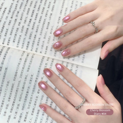 MIANEL 2026 Summer Trend Nude Pink Cat Eye Gel Nail Polish Soft Brightening Transparent Peach Pink with Glass Bead