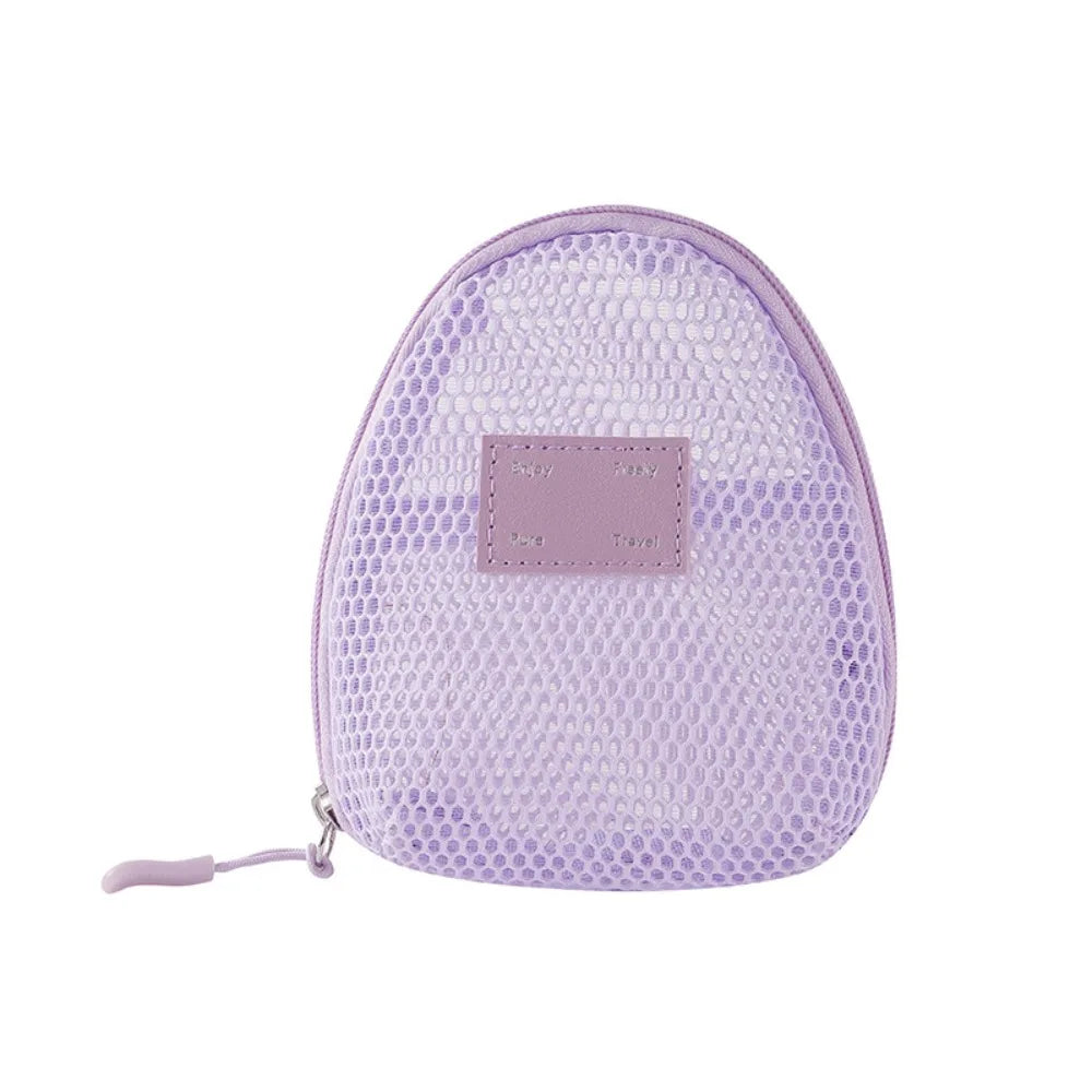Casual Nylon Cosmetic Bag With Zipper Hand-held Mesh Makeup Bags Multipurpose Mesh Storage Pouch Women