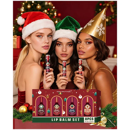 Christmas Lip Balm Set,Festival Gift Box 8-Piece Lipstick Kit, Lip Winter Anti Cracking Moisturizing Brightening Care,Non Sticky