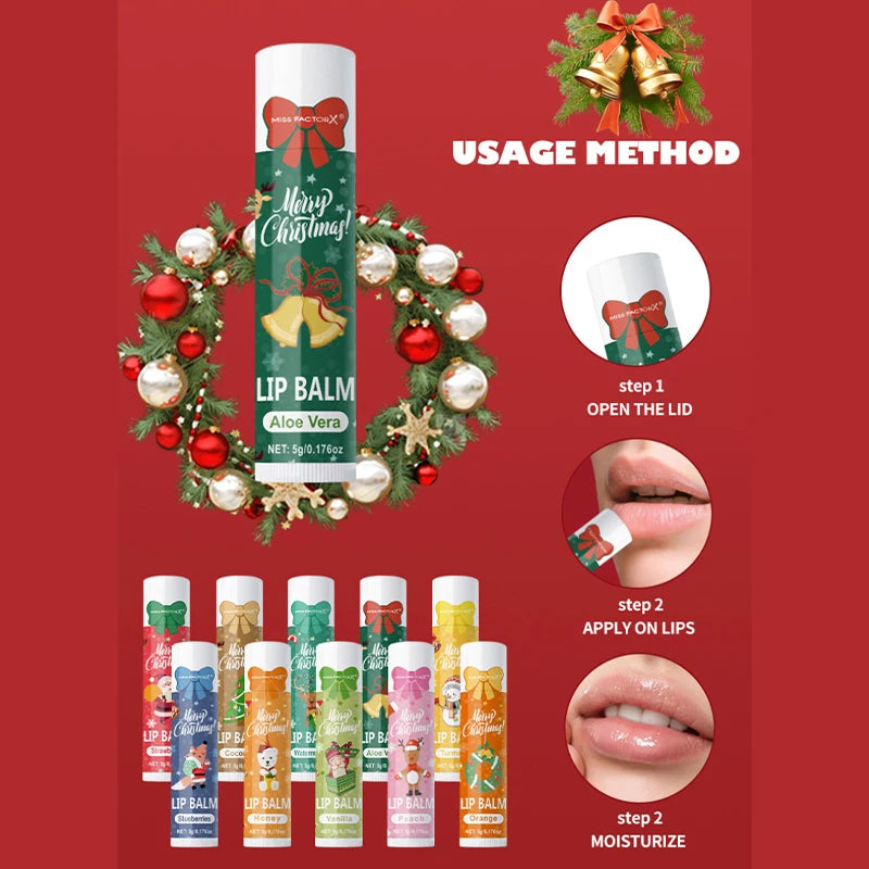 Christmas Limited Lipstick Case 10pcs Plant Extract Multi Flavor Moisturizing  Repairing Lip Dryness Lipstick Gift To Women New
